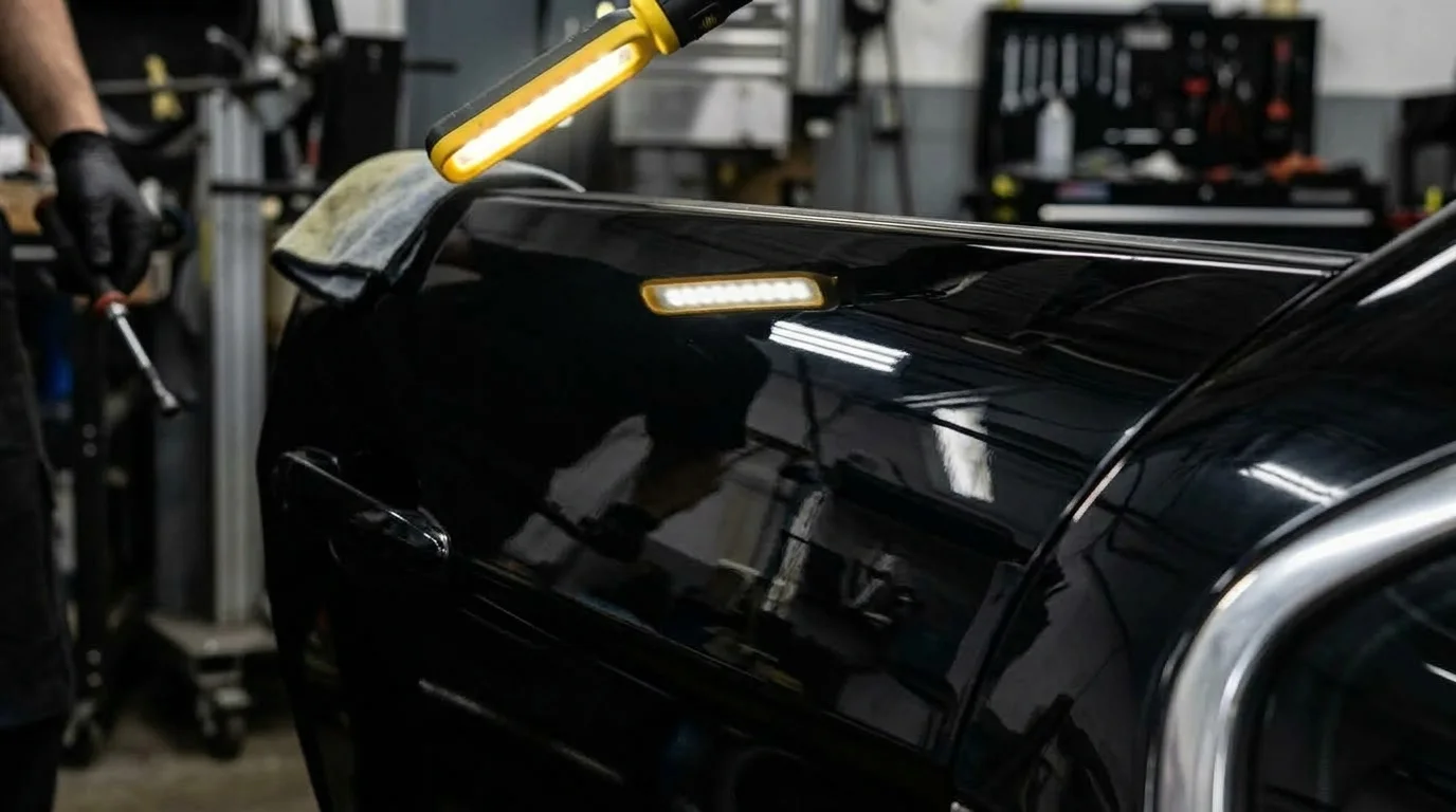 After paint correction showing deep mirror finish clarity